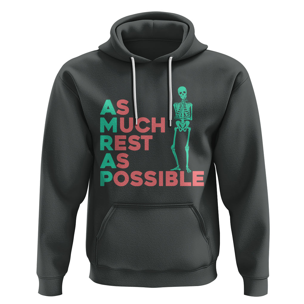 Workout Skeleton Hoodie As Much Rest As Possible AMRAP Lazy Skeleton Funny Gym Quotes TS02 Dark Heather Printyourwear