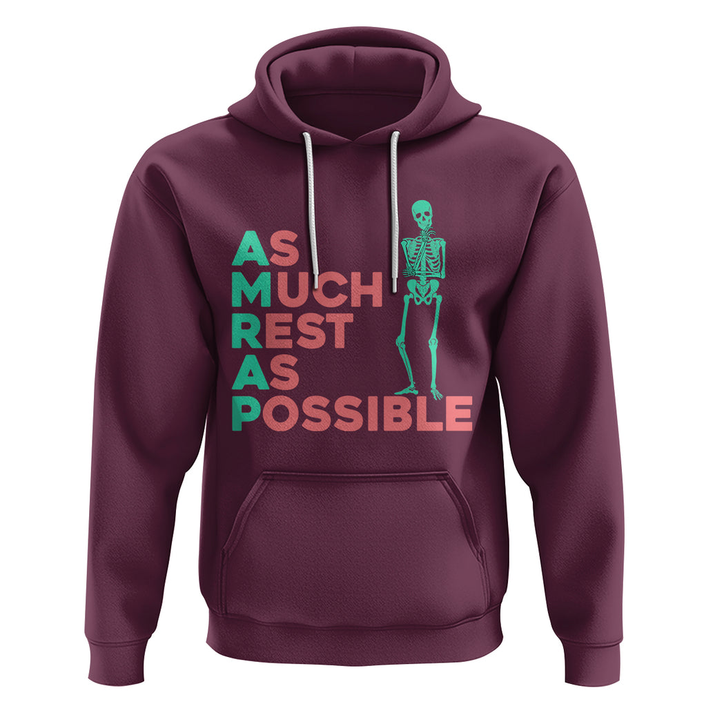 Workout Skeleton Hoodie As Much Rest As Possible AMRAP Lazy Skeleton Funny Gym Quotes TS02 Maroon Printyourwear