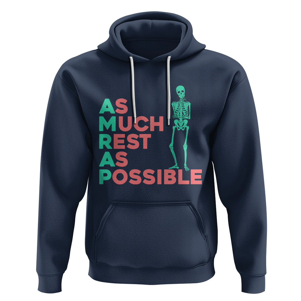 Workout Skeleton Hoodie As Much Rest As Possible AMRAP Lazy Skeleton Funny Gym Quotes TS02 Navy Printyourwear