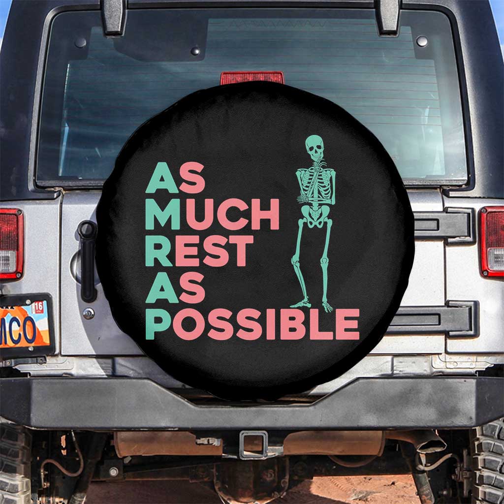 Workout Skeleton Spare Tire Cover As Much Rest As Possible AMRAP Lazy Skeleton Funny Gym Quotes TS02 No hole Black Print Your Wear