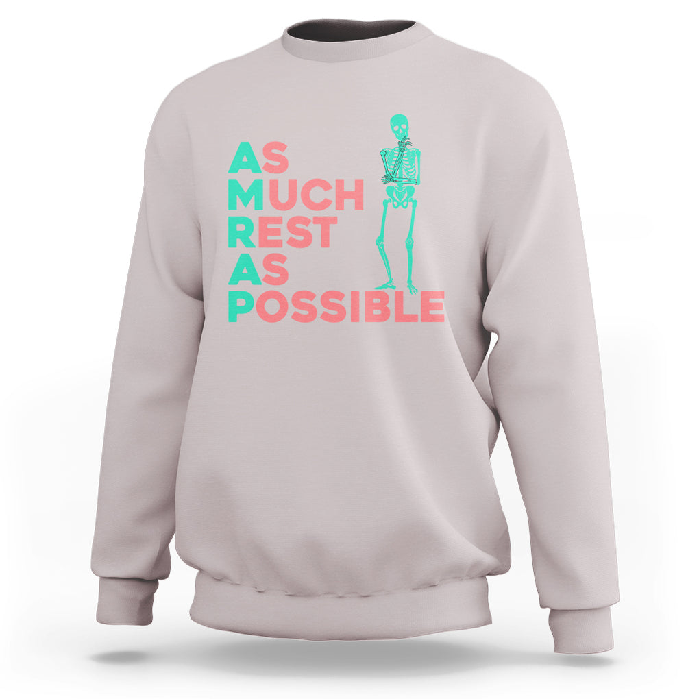 Workout Skeleton Sweatshirt As Much Rest As Possible AMRAP Lazy Skeleton Funny Gym Quotes TS02 Ice Gray Printyourwear