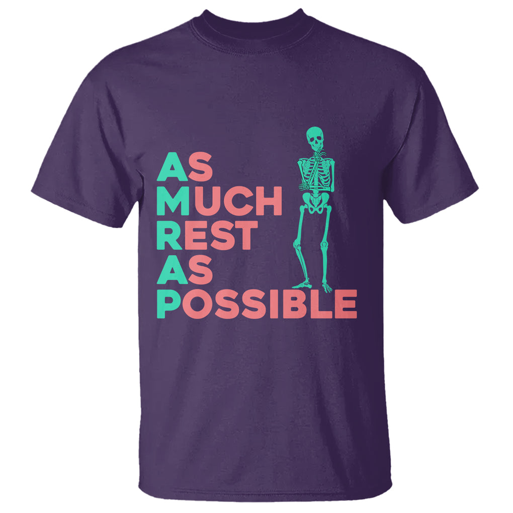 Workout Skeleton T Shirt As Much Rest As Possible AMRAP Lazy Skeleton Funny Gym Quotes TS02 Purple Printyourwear