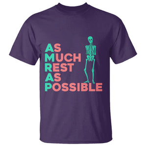 Workout Skeleton T Shirt As Much Rest As Possible AMRAP Lazy Skeleton Funny Gym Quotes TS02 Purple Printyourwear