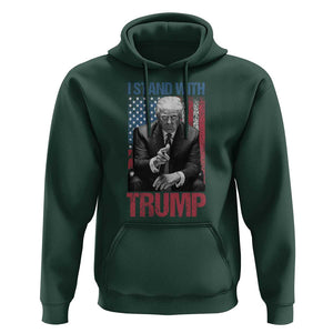 Trump 2024 Hoodie I Stand With President 45 47 Supporter American Flag TS02 Dark Forest Green Print Your Wear