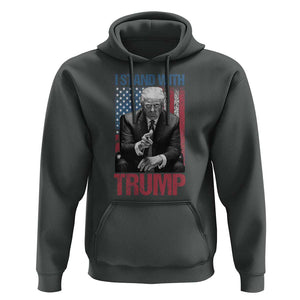 Trump 2024 Hoodie I Stand With President 45 47 Supporter American Flag TS02 Dark Heather Print Your Wear