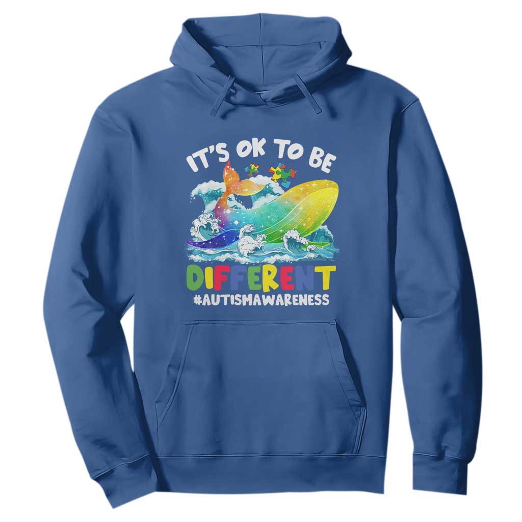Whale Autism Awareness Hoodie It's Ok To Be Different Support Squad Mental Health TS02 Royal Blue Printyourwear
