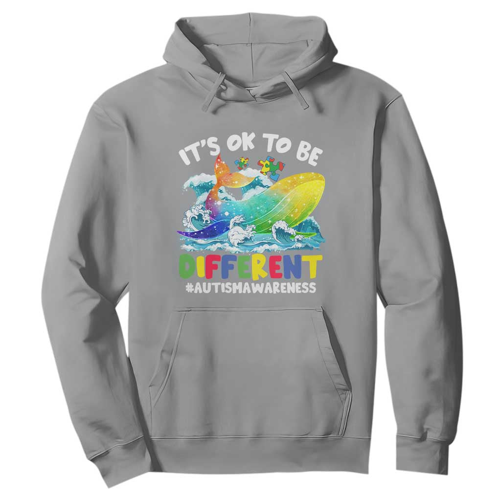 Whale Autism Awareness Hoodie It's Ok To Be Different Support Squad Mental Health TS02 Sport Gray Printyourwear