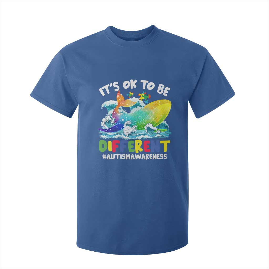 Whale Autism Awareness T Shirt For Kid It's Ok To Be Different Support Squad Mental Health TS02 Royal Blue Printyourwear