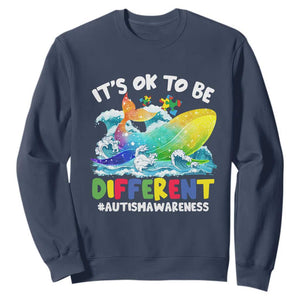 Whale Autism Awareness Sweatshirt It's Ok To Be Different Support Squad Mental Health TS02 Navy Printyourwear