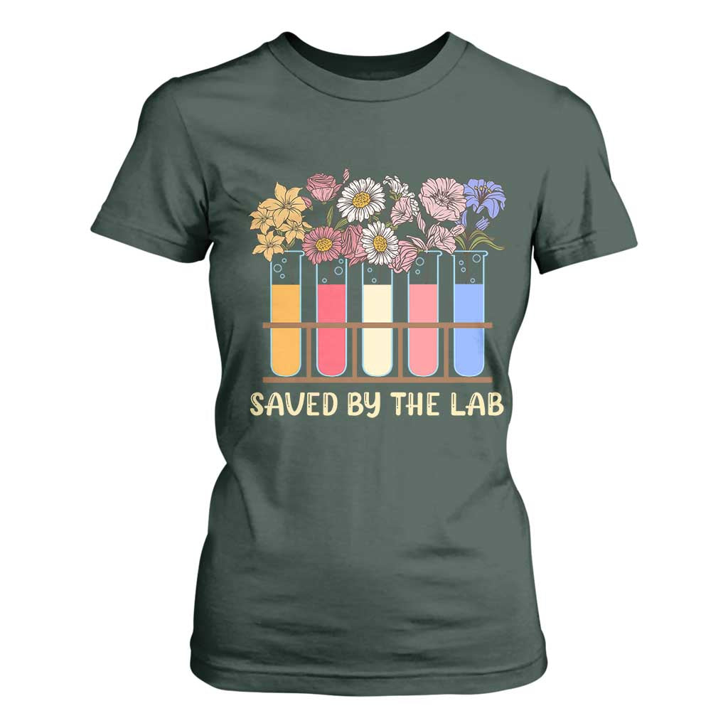 Lab Week T Shirt For Women Saved By The Lab Medical Laboratory Tech Medical Lab Tech TS02 Dark Forest Green Print Your Wear