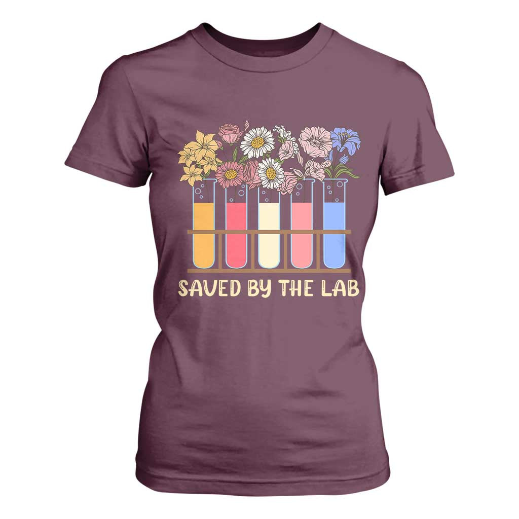 Lab Week T Shirt For Women Saved By The Lab Medical Laboratory Tech Medical Lab Tech TS02 Maroon Print Your Wear