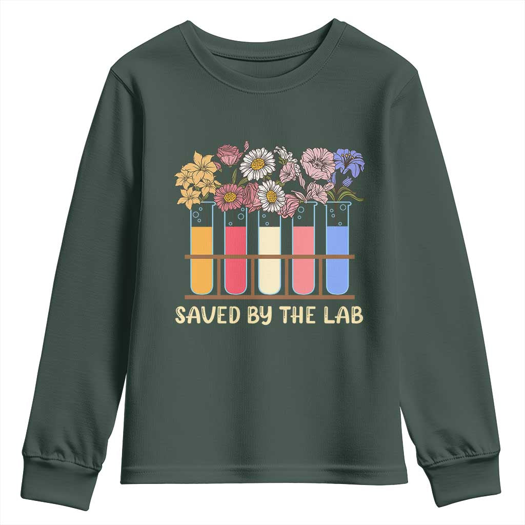 Lab Week Youth Sweatshirt Saved By The Lab Medical Laboratory Tech Medical Lab Tech TS02 Dark Forest Green Print Your Wear