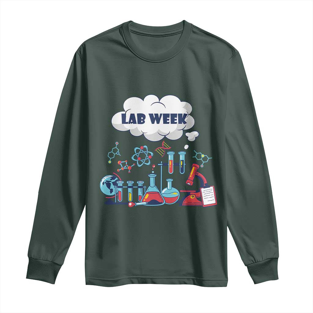 Lab Week Long Sleeve Shirt Medical Laboratory Science Lab Experiments TS02 Dark Forest Green Print Your Wear