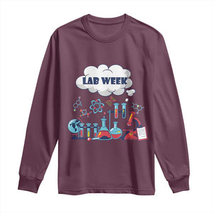 Lab Week Long Sleeve Shirt Medical Laboratory Science Lab Experiments TS02 Maroon Print Your Wear
