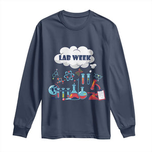 Lab Week Long Sleeve Shirt Medical Laboratory Science Lab Experiments TS02 Navy Print Your Wear