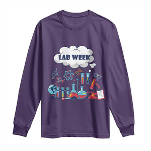 Lab Week Long Sleeve Shirt Medical Laboratory Science Lab Experiments TS02 Purple Print Your Wear