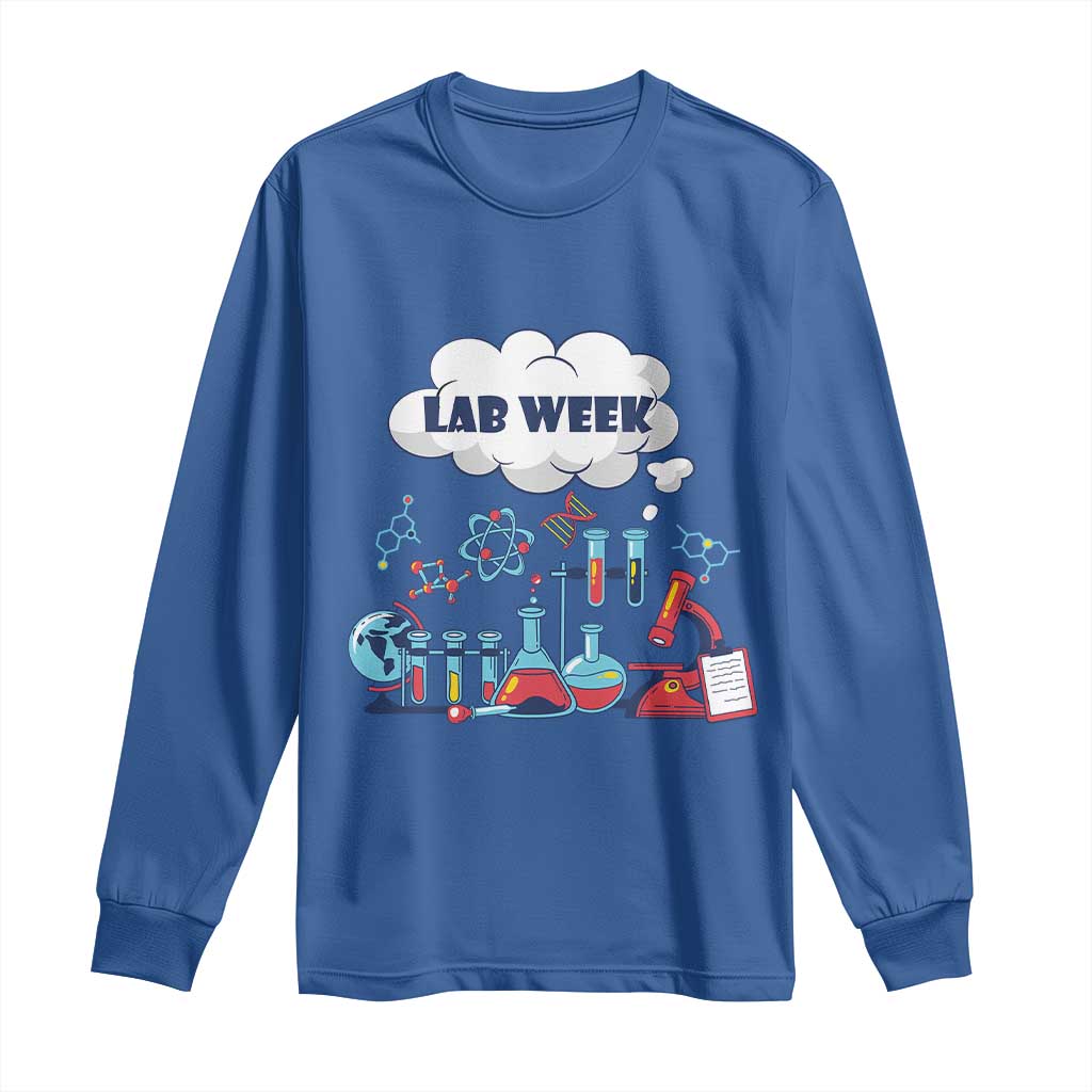 Lab Week Long Sleeve Shirt Medical Laboratory Science Lab Experiments TS02 Royal Blue Print Your Wear