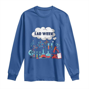 Lab Week Long Sleeve Shirt Medical Laboratory Science Lab Experiments TS02 Royal Blue Print Your Wear