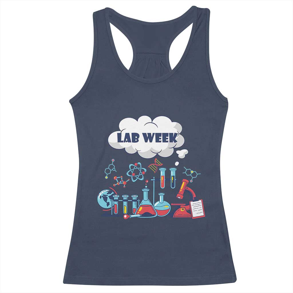 Lab Week Racerback Tank Top Medical Laboratory Science Lab Experiments TS02 Navy Print Your Wear