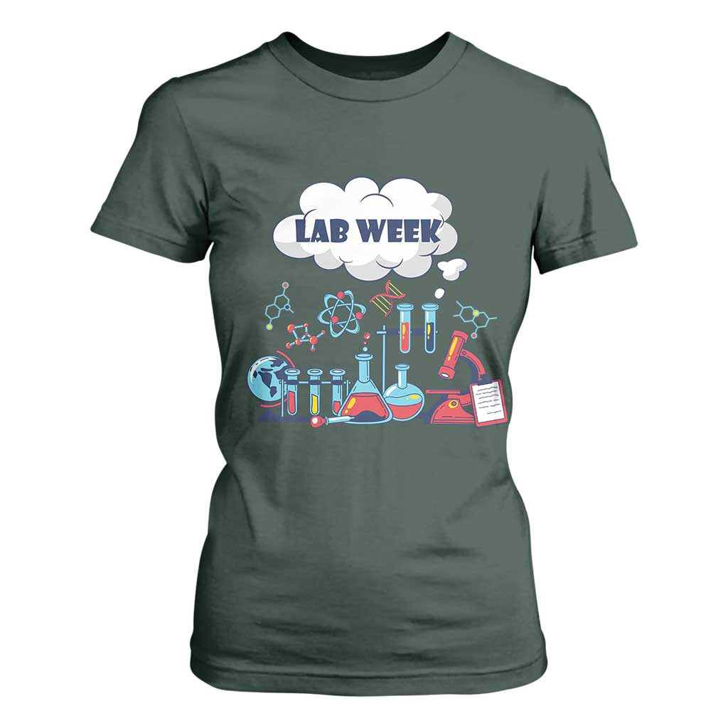 Lab Week T Shirt For Women Medical Laboratory Science Lab Experiments TS02 Dark Forest Green Print Your Wear