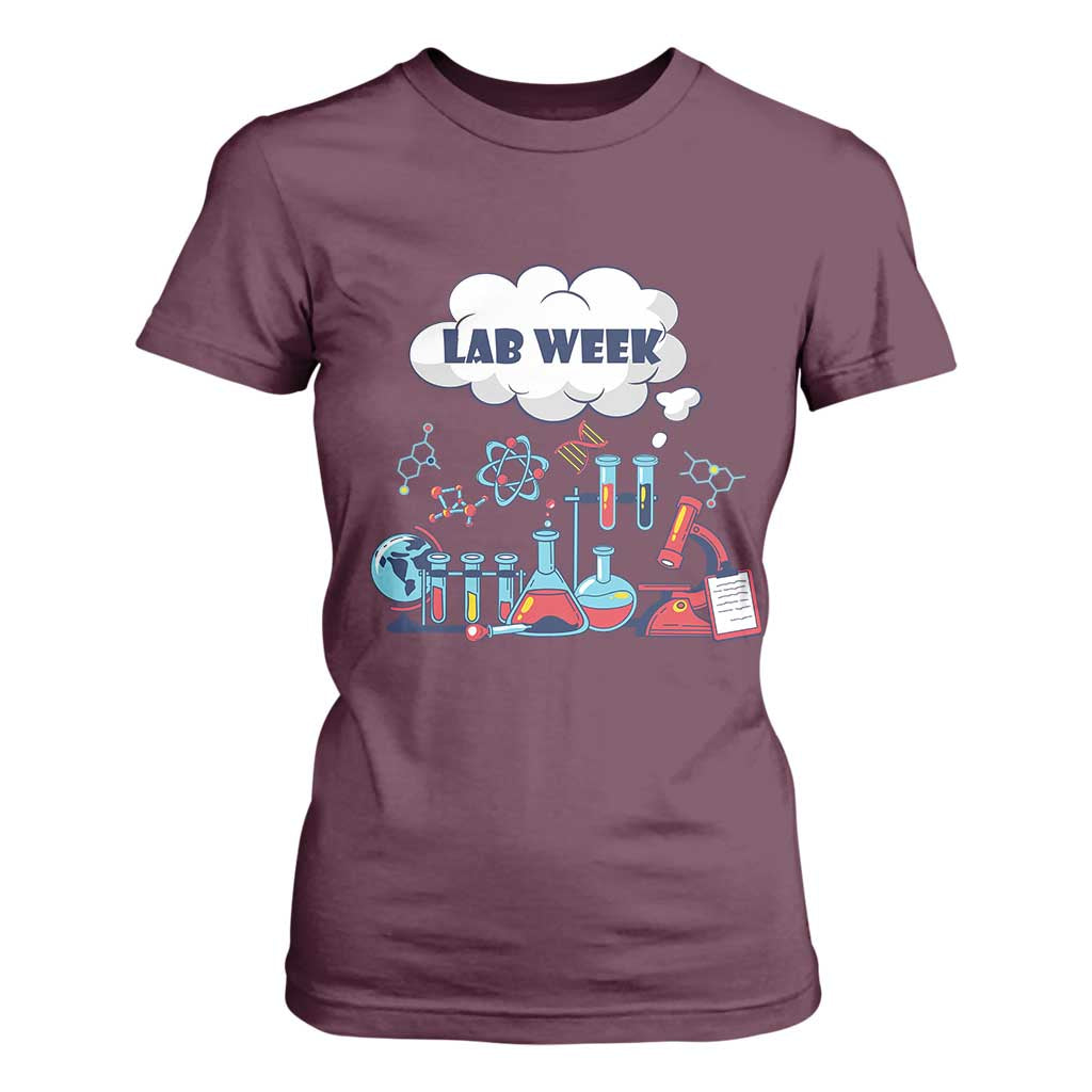 Lab Week T Shirt For Women Medical Laboratory Science Lab Experiments TS02 Maroon Print Your Wear