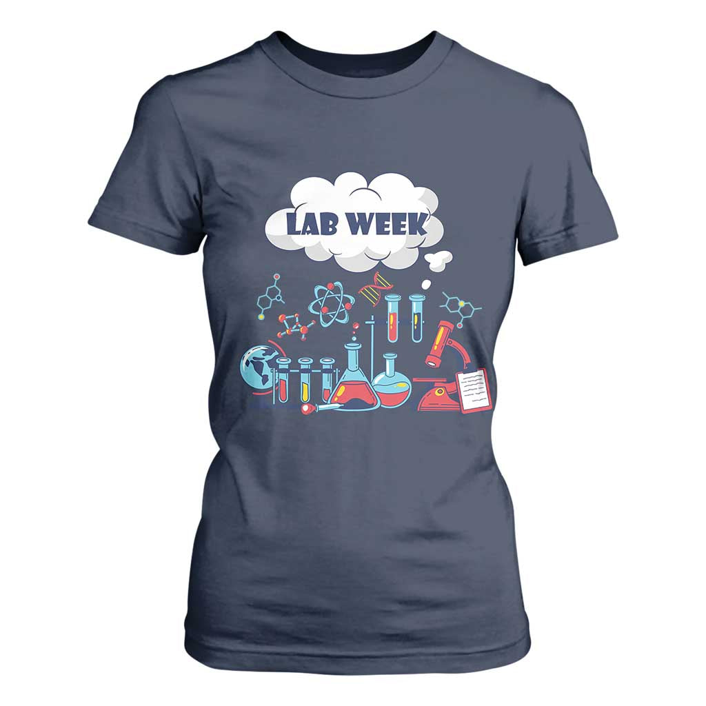 Lab Week T Shirt For Women Medical Laboratory Science Lab Experiments TS02 Navy Print Your Wear