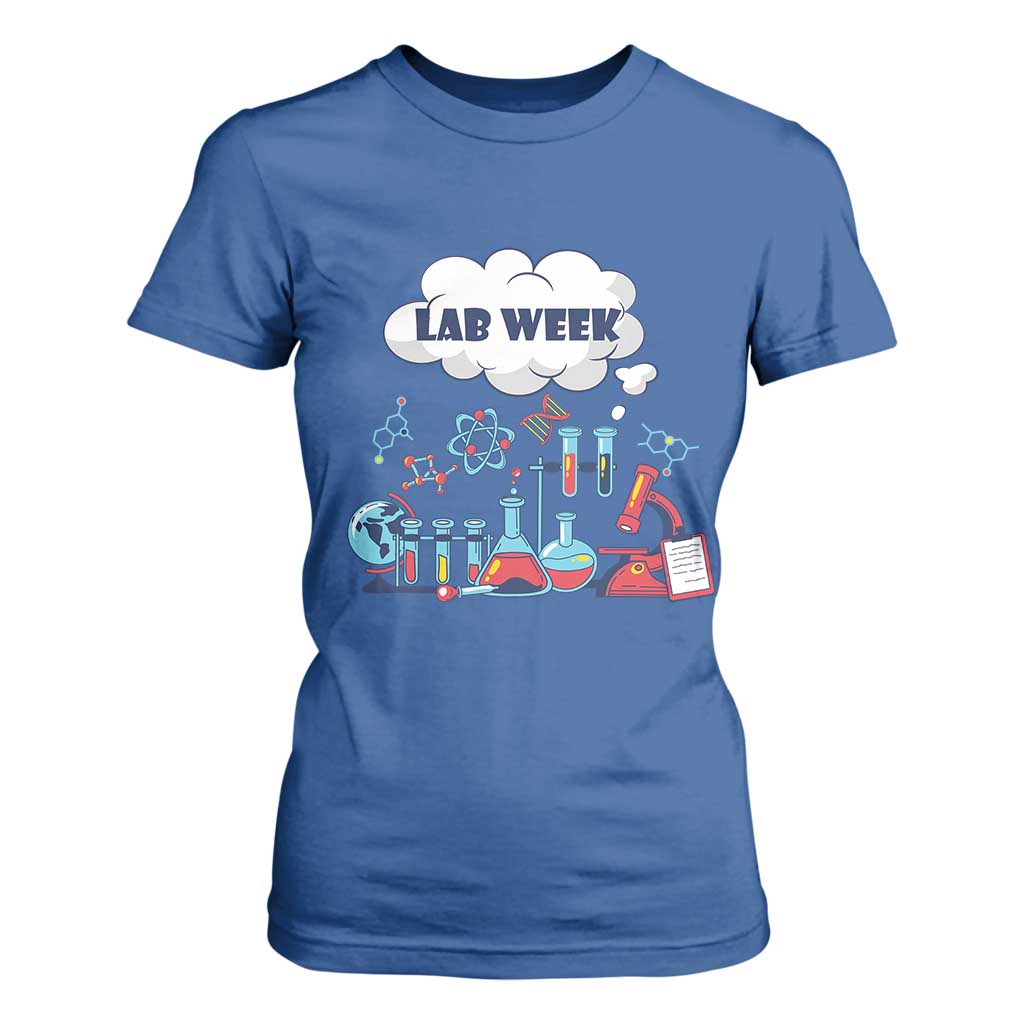 Lab Week T Shirt For Women Medical Laboratory Science Lab Experiments TS02 Royal Blue Print Your Wear