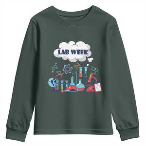 Lab Week Youth Sweatshirt Medical Laboratory Science Lab Experiments TS02 Dark Forest Green Print Your Wear