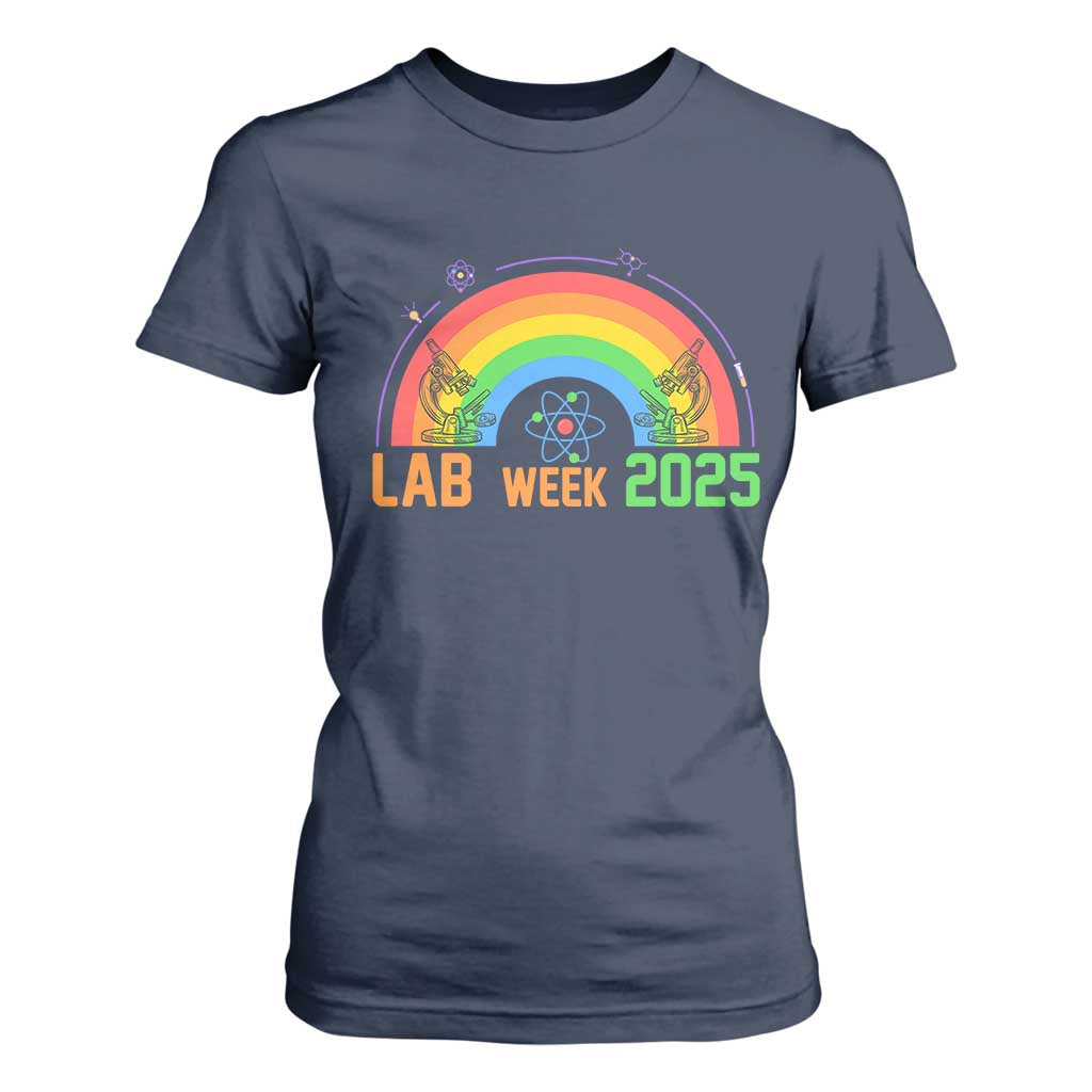 Lab Week T Shirt For Women Medical Laboratory Science Lab Rainbow TS02 Navy Print Your Wear