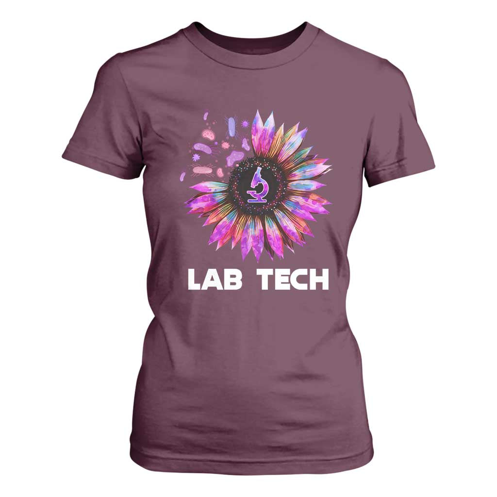 Lab Week T Shirt For Women Lab Tech Sunflower Med Tech Medical Lab Technician TS02 Maroon Print Your Wear