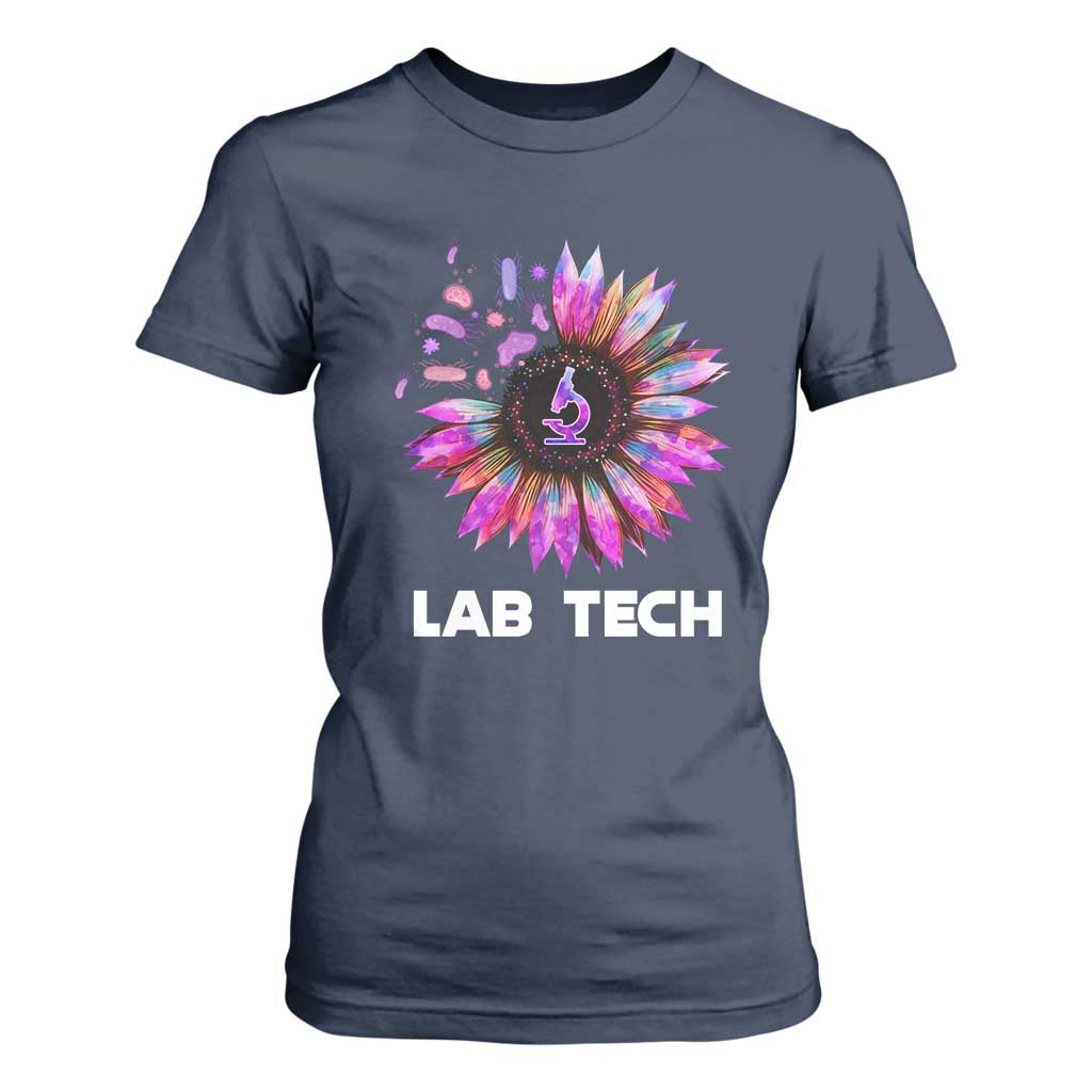 Lab Week T Shirt For Women Lab Tech Sunflower Med Tech Medical Lab Technician TS02 Navy Print Your Wear