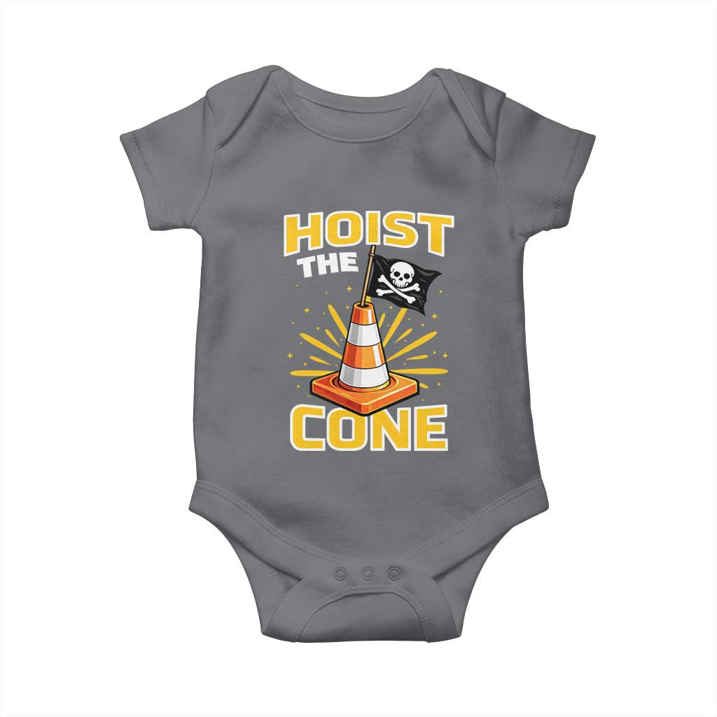 Hoist The Cone Jolly Roger Victory Baby Onesie Pirate Skull Baseball Sports Fan IYKYK Meme TS02 Charcoal Print Your Wear