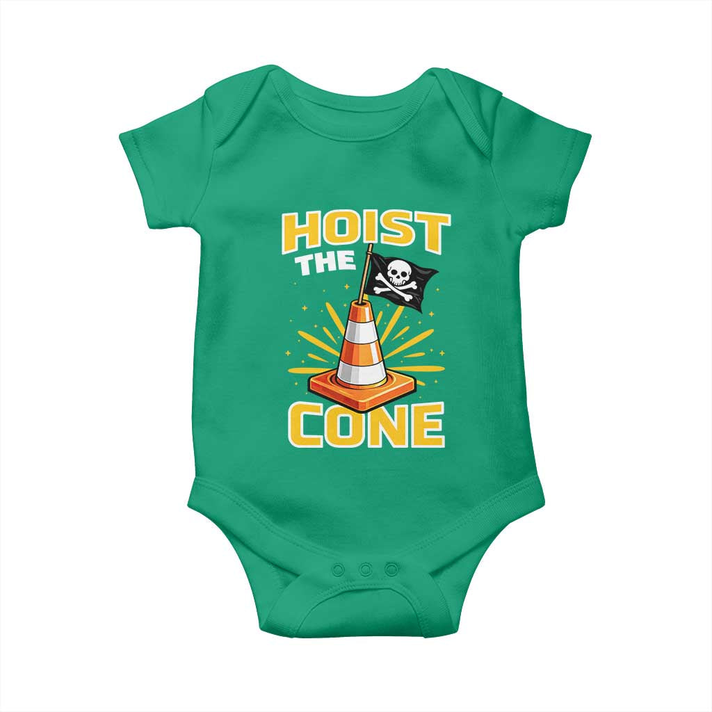 Hoist The Cone Jolly Roger Victory Baby Onesie Pirate Skull Baseball Sports Fan IYKYK Meme TS02 Irish Green Print Your Wear