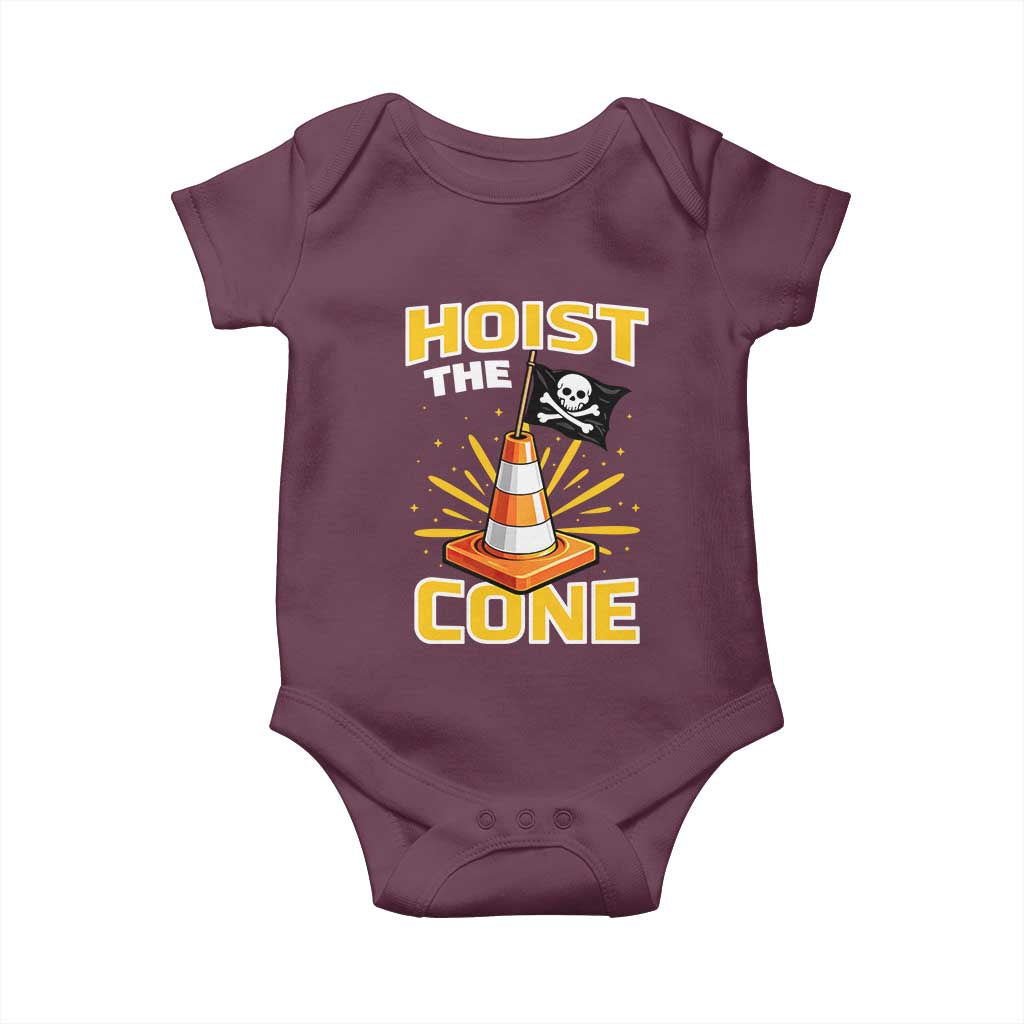 Hoist The Cone Jolly Roger Victory Baby Onesie Pirate Skull Baseball Sports Fan IYKYK Meme TS02 Maroon Print Your Wear