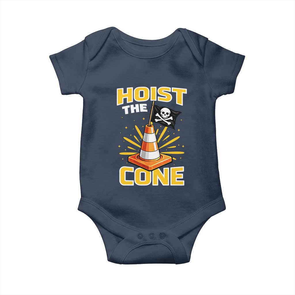 Hoist The Cone Jolly Roger Victory Baby Onesie Pirate Skull Baseball Sports Fan IYKYK Meme TS02 Navy Print Your Wear