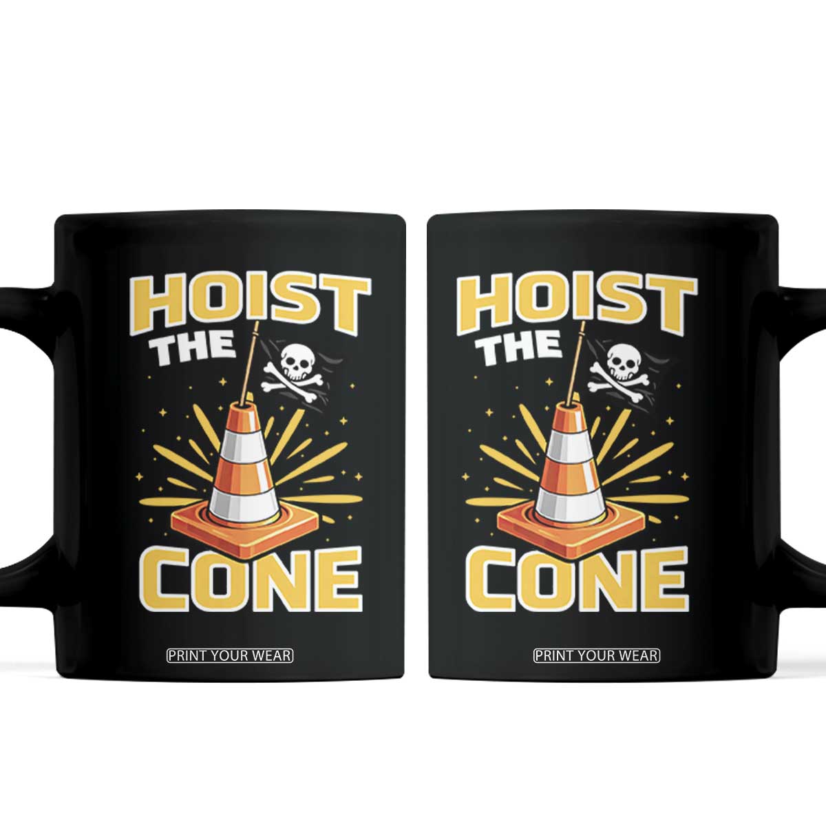 Hoist The Cone Jolly Roger Victory Coffee Mug Pirate Skull Baseball Sports Fan IYKYK Meme TS02 Black Print Your Wear
