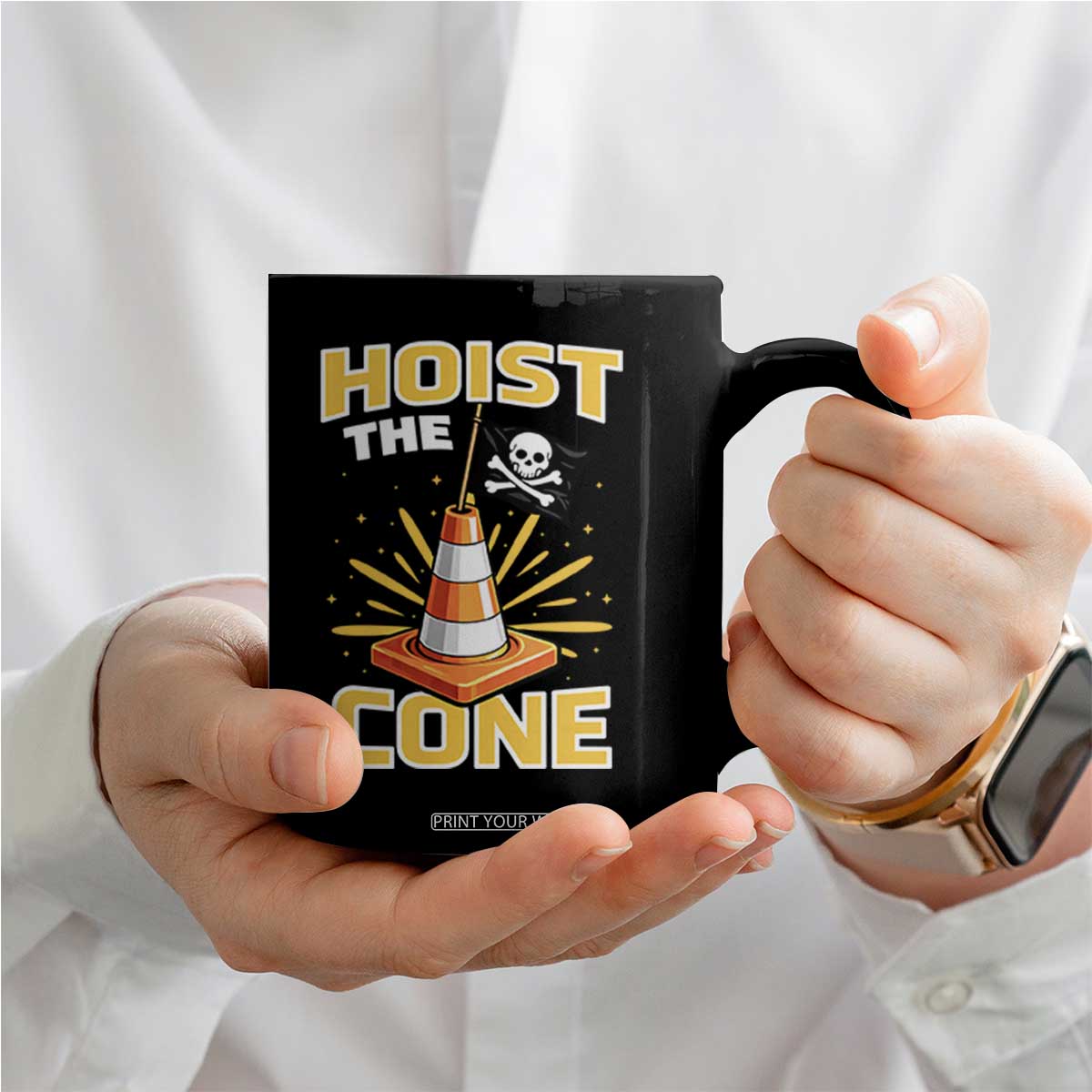 Hoist The Cone Jolly Roger Victory Coffee Mug Pirate Skull Baseball Sports Fan IYKYK Meme TS02 Print Your Wear