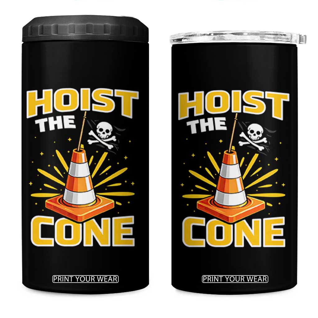 Hoist The Cone Jolly Roger Victory 4 in 1 Can Cooler Tumbler Pirate Skull Baseball Sports Fan IYKYK Meme TS02 One Size: 16 oz Black Print Your Wear