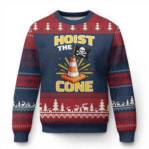 Hoist The Cone Jolly Roger Victory Ugly Christmas Sweater Pirate Skull Baseball Sports Fan IYKYK Meme TS02 Navy Red Print Your Wear