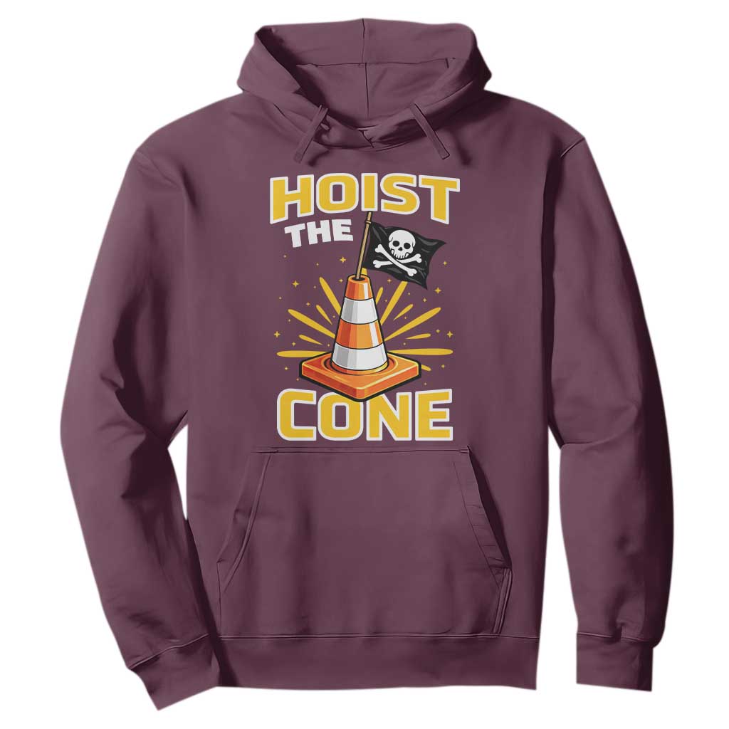 Hoist The Cone Jolly Roger Victory Hoodie Pirate Skull Baseball Sports Fan IYKYK Meme TS02 Maroon Print Your Wear