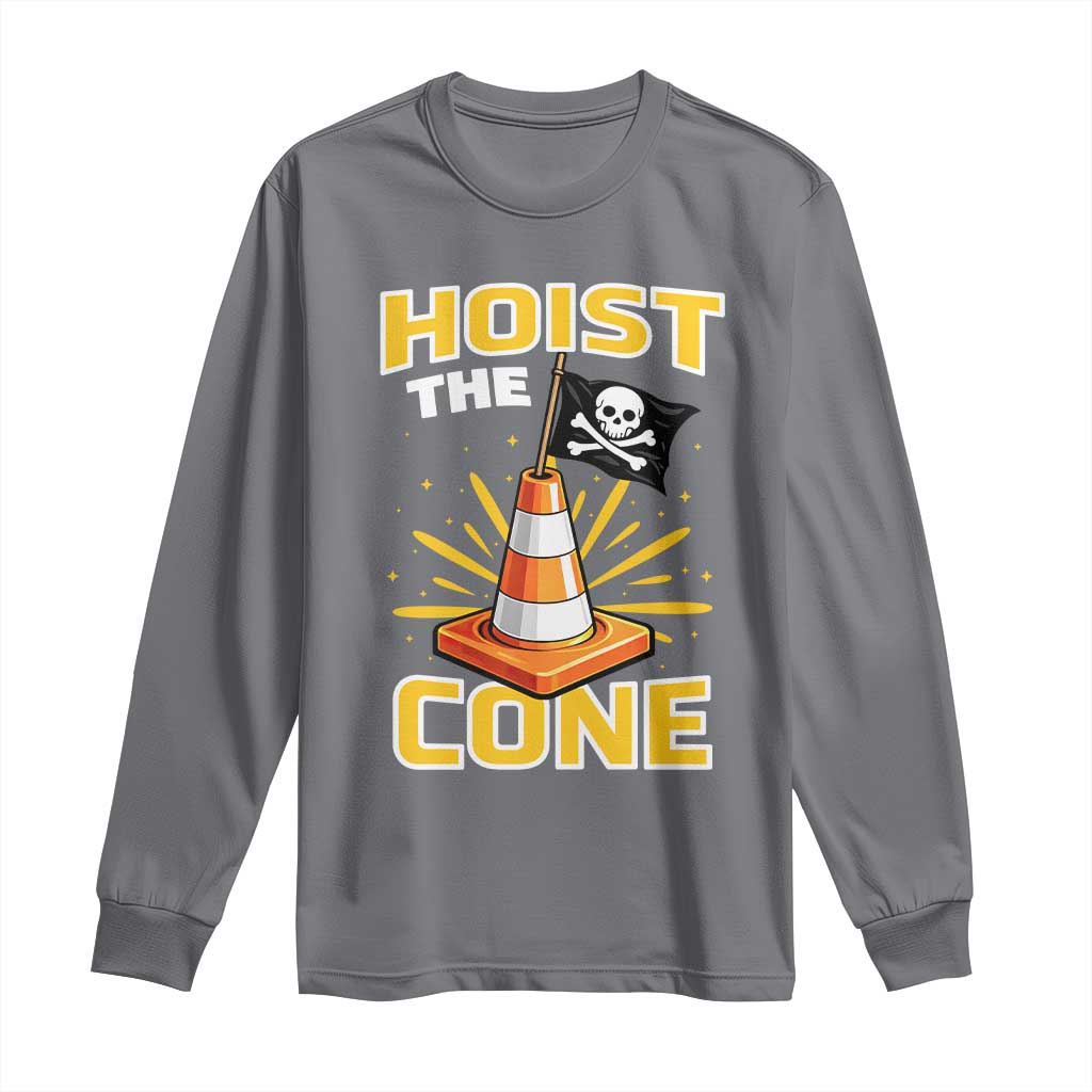Hoist The Cone Jolly Roger Victory Long Sleeve Shirt Pirate Skull Baseball Sports Fan IYKYK Meme TS02 Charcoal Print Your Wear