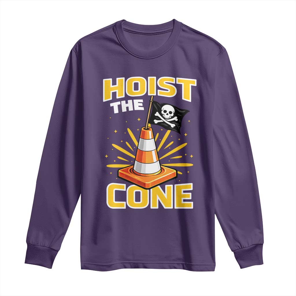 Hoist The Cone Jolly Roger Victory Long Sleeve Shirt Pirate Skull Baseball Sports Fan IYKYK Meme TS02 Purple Print Your Wear