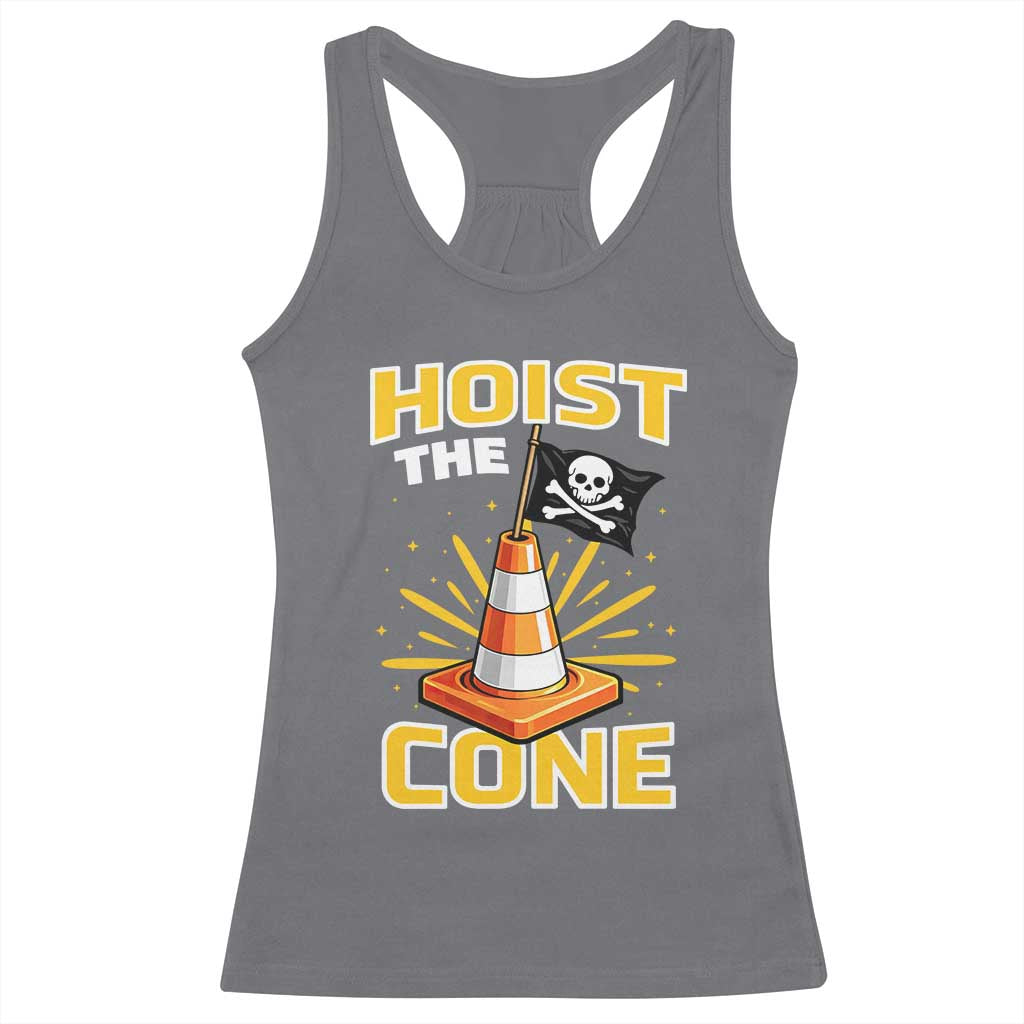 Hoist The Cone Jolly Roger Victory Racerback Tank Top Pirate Skull Baseball Sports Fan IYKYK Meme TS02 Charcoal Print Your Wear
