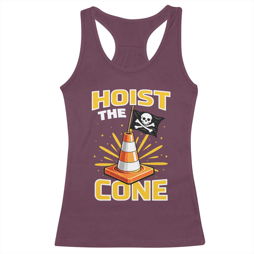 Hoist The Cone Jolly Roger Victory Racerback Tank Top Pirate Skull Baseball Sports Fan IYKYK Meme TS02 Maroon Print Your Wear