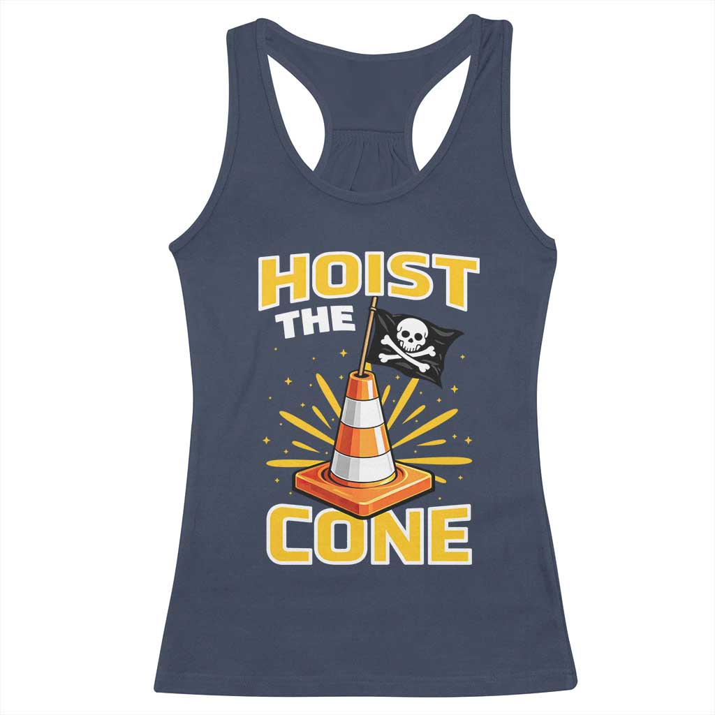 Hoist The Cone Jolly Roger Victory Racerback Tank Top Pirate Skull Baseball Sports Fan IYKYK Meme TS02 Navy Print Your Wear