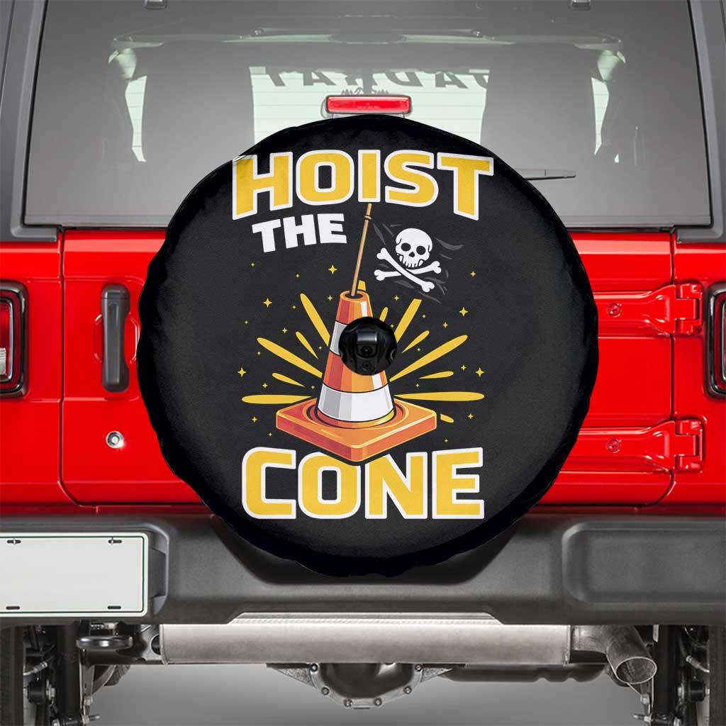 Hoist The Cone Jolly Roger Victory Spare Tire Cover Pirate Skull Baseball Sports Fan IYKYK Meme TS02 Black Print Your Wear