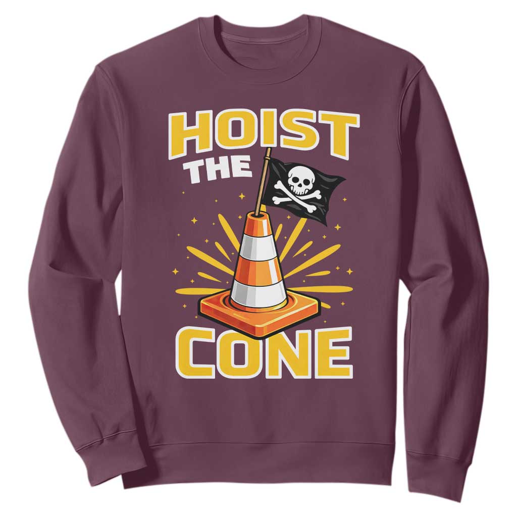 Hoist The Cone Jolly Roger Victory Sweatshirt Pirate Skull Baseball Sports Fan IYKYK Meme TS02 Maroon Print Your Wear