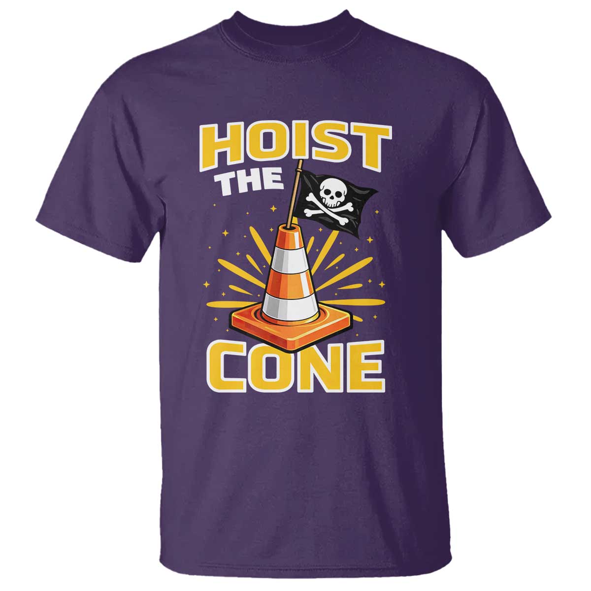 Hoist The Cone Jolly Roger Victory T Shirt - Pirate Skull Baseball Sports Fan IYKYK Meme TS02 Purple Print Your Wear