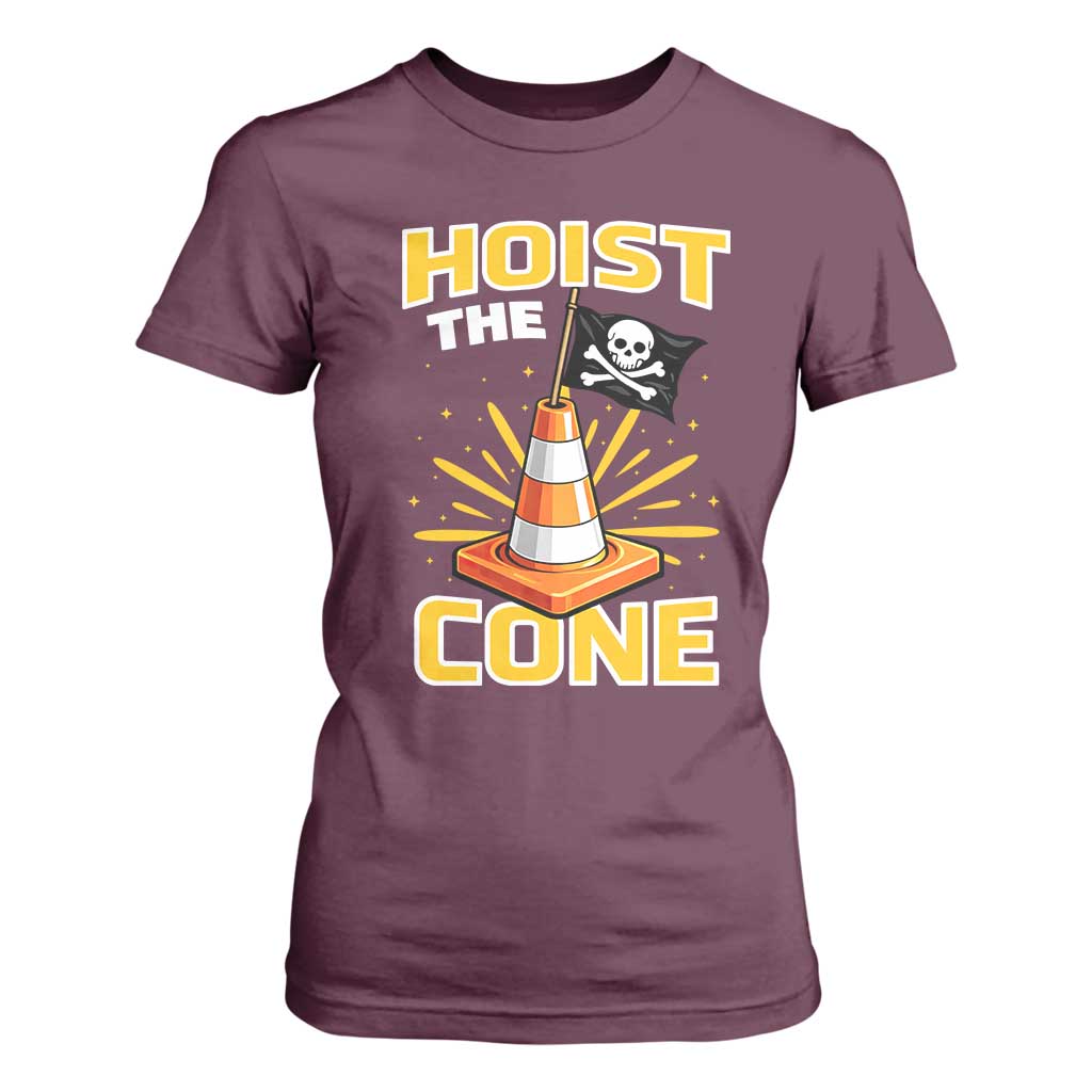Hoist The Cone Jolly Roger Victory T Shirt For Women Pirate Skull Baseball Sports Fan IYKYK Meme TS02 Maroon Print Your Wear
