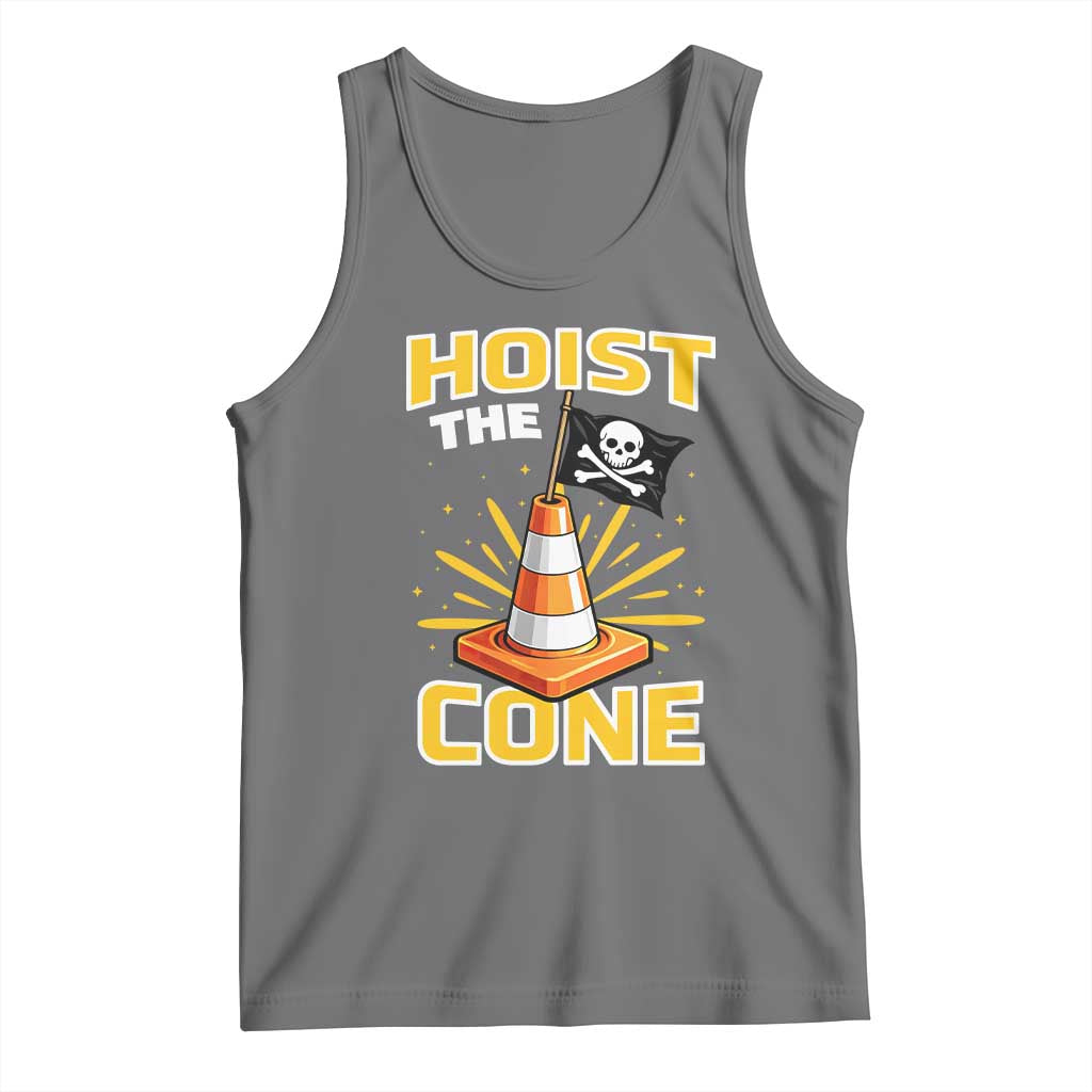 Hoist The Cone Jolly Roger Victory Tank Top Pirate Skull Baseball Sports Fan IYKYK Meme TS02 Black Heather Print Your Wear